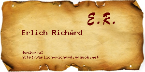 Erlich Richárd névjegykártya